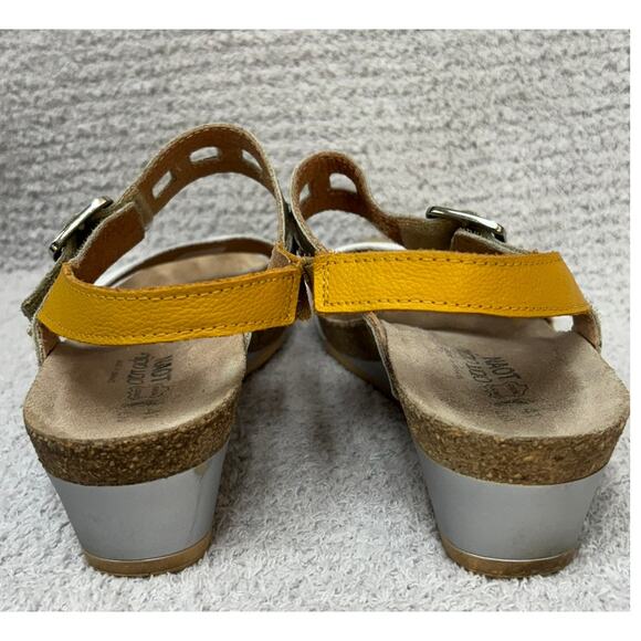 Naot Women's White Tan Leather Wedge Heel Sandals Size 10 AS IS #59861 - Picture 3 of 8